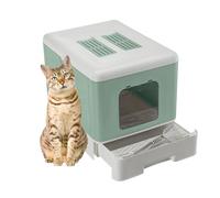 Ferplast Lettiera Gatto Chiusa con Cassetto Estraibile, Doppio Filtro aL Carbone Attivo, Paletta e Spazzola, Griglia Pulisci Zampette L 39 x P 52 x H 40 cm Verde