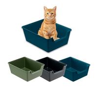 Ferplast Lettiera Gatto, Toilette per Gatti Grandi, in Plastica con Bordi Alti, Facile e Veloce da Pulire L 52 × W 41× H 21 cm, Vari Colori