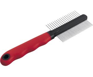Ferplast Pettine Doppio 2in1con Manico Antiscivolo e Denti Cromati per Cani e Gatti a Pelo Medio o Lungo