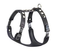 Ferplast Pettorina per Cani GIOTTO LUXOR MEDIUM, in Vera Pelle con Borchie Argentate