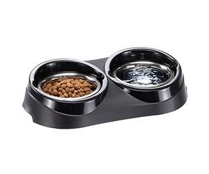 Ferplast Porta Comederos para Perro Duo Feed con 2 Comederos para Perro de Acero Inoxidable - Sistema de Alimentación Doble Antideslizante y Ecológico para Perro, 1 Litro