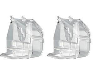 Ferplast PRETTY 4522 Mangiatoia con appoggio, Plastica, Per canarini, piccoli uccelli ed esotici, Trasparente, 9 x 9 x 9 cm (Confezione da 2)