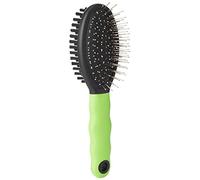 Ferplast Spazzola Doppia per Gatti - Pelo Corto, Medio e Lungo - Setole Morbide - Cardatore con Testine Arrotondate, Acciaio Inox - Impugnatura Ergonomica Morbida - Misura S, Verde