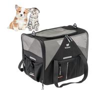 Ferplast Trasportino Gatto VOYAGER CARRIER, Trasportino per Cani, Manici e Tracolla Regolabili, Cinghia di Sicurezza, Doppia apertura laterale, con Cuscino, Max 15 kg, 45x30x h33 cm, Nero
