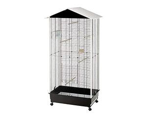 Ferplast Voliera da Esterno per Uccelli NOTA, Gabbia per Canarini Cocorite , Ruote e Accessori inclusi, 76,5 x 57 x h 161,5 cm