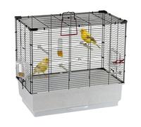 Ferplast Volieraa per Uccelli PIANO 4 Gabbia per Uccelli, Canarini, Bengalini, Cocorite, Inseparabili, in Metallo, Accessori inclusi Posatoi Mangiatoie Girevoli, 59 x 33 x h 55 cm, nero