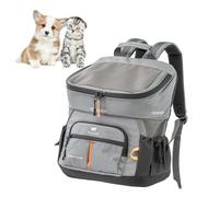 Ferplast Zaino per Cani VOYAGER BACKPACK, Trasportino Gatto, Trasportino Cani, Ampia Apertura, Cinghie Regolabili, Cinghia di Sicurezza, con Cuscino, Max 10 kg, 29x21x36H, Grigio