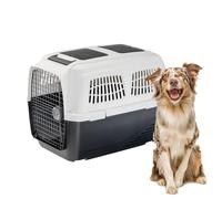 FerplastTrasportino CLIPPER PLUS, Gabbia da Viaggio per Cani Omologata IATA, Scomparto Doppio per Accessori, Maniglia Estraibile