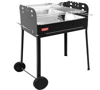 Ferraboli Barbecue a Carbonella e Legna Griglia braciere 58x37 cm con Ruote e Ma