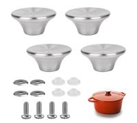 FerraDrend 4 Pezzi Pomello Coperchio Pentola, Pomelli Coperchi Pentole In Acciaio Inox con Viti, Pomello Universale Coperchio Pentola, Materiale Spesso, Antiruggine E Resistente Al Calore Per Pentole