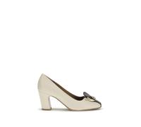Ferragamo Beige Calf Leather Bos Taurus High Heel Pumps - EU37/US7