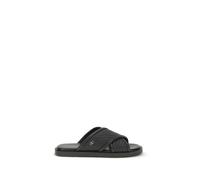 Ferragamo Black Calf Leather Bos Taurus Flat Sandals - EU39/US6