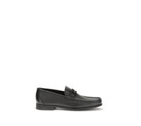 Ferragamo Black Calf Leather Bos Taurus Slip-On Loafers - EU44/US11