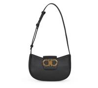 Ferragamo - Borsa a tracolla in pelle nera con ornamento Gancini - - Bags - Donna - Nero - ONE SIZE