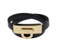 Ferragamo - Bracciale Doppio Giro in Pelle Nera - - Accessories - Donna - Nero - ONE SIZE