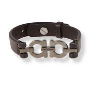 Ferragamo - Bracciale Double Gancini - - Accessories - Uomo - Marrone - ONE SIZE
