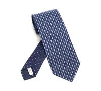 Ferragamo - Cravatta in Seta con Stampa Cavalluccio Marino - - Accessories - Uomo - Blu - ONE SIZE
