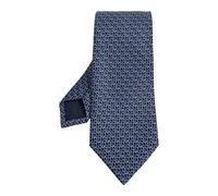 Ferragamo - Cravatta in Seta con Stampa Gancini Circle - - Accessories - Uomo - Blu - ONE SIZE