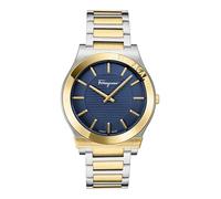 Ferragamo Gancini Collection Orologio da uomo di lusso con cinturino bicolore e cassa con quadrante blu