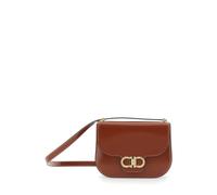 Ferragamo - Gancini Double Leather Shoulder Bag - - Bags - Donna - Marrone - ONE SIZE