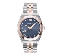 Ferragamo Vega, orologio da uomo di lusso, con cinturino bicolore e cassa con quadrante blu