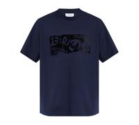 Ferragamo - Velvet Logo T-Shirt - -Tops -Uomo -Blu -M