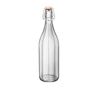 FERRAMENTA BONIFAZIO Set da 20 Bottiglia da 1lt Costolata in Vetro con Stile Vintage e Tappo Ermetico,Ottimo per la Conservazione diOlio Acqua Vino Amari