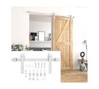 Ferramenta for porta da fienile con binario laterale, scorrimento fluido e silenzioso, staffa a rulli di base, binario interno in acciaio resistente con guida a pavimento(150cm track)