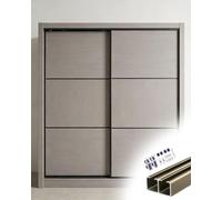Ferramenta for porta dell'armadio con doppia guida, montaggio a soffitto/parete for la cucina di casa, pannello scorrevole bypass con kit di rulli, 0.5-5m(Champagne,2.25m/89in/7.4ft)