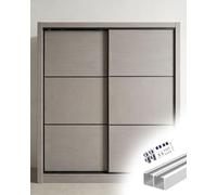 Ferramenta for porta dell'armadio con doppia guida, montaggio a soffitto/parete for la cucina di casa, pannello scorrevole bypass con kit di rulli, 0.5-5m(Silver,3.45m/136in/11.3ft)