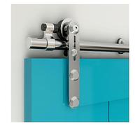 Ferramenta for porta scorrevole for fienile con binario for porta scorrevole, set di accessori for porta soppalcata a porta singola Acciaio inossidabile facile da installare(5FT-152cm)
