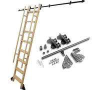 Ferramenta scorrevole per scala a pioli, Kit di ferramenta for binario scorrevole for biblioteca in acciaio al carbonio da 1 a 8 m, solo ferramenta(600cm(19.7 ft) track kit)