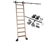 Ferramenta Scorrevole per Scale a rotelle da Biblioteca, Kit di ferramenta per Binario Scorrevole, ferramenta Nera per Scale a rotelle da 1 a 6 Metri per biblioteche/Kit di ferramenta per sc