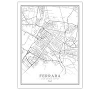 FERRARA Bianco Stampa 3D dipinto su tela con mappa della città 50x70 cm Modello di mappa artistica linea creativa, pittura su tela per decorazione domestica con immagine artistica da parete