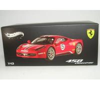 Ferrari 458 Challenge No.5 Hot Wheels 1:43 In Scatola Con Cupola In Acrilico