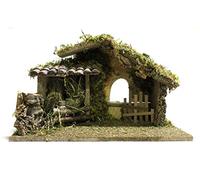 Ferrari & Arrighetti Capanna per Presepe Rustico Con Steccato e Fienile, Capanna Vuota Artigianale Adatta a Statuine da 10 o 12 Cm Non Incluse, Legno, 44 x 30 x 19 Cm