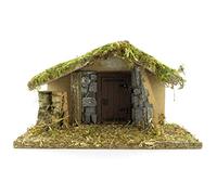 Ferrari & Arrighetti Capanna Vuota con Muro a Sassi e Porta, Presepe Bertoni, per Statuine 6/7 Centimetri, Legno, Multicolore, 24x13x15 Centimetri