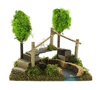 Ferrari & Arrighetti Curva di Fiume per Presepe con Ponte e Alberi, Legno, Multicolore, 16 x 12 x 12,5 Cm
