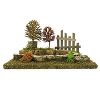 Ferrari & Arrighetti Laghetto Illuminato con LED e Alberelli per Presepe, Segmento Finale di Fiume Modulare/Componibile, Linea Bertoni, Legno, 21x25x17 Cm