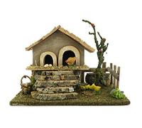 Ferrari & Arrighetti Pollaio con Aia per Presepe, Casetta con Galline per Presepe Tradizionale, Legno e Resina, 15x19x14 Cm