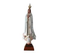 Ferrari & Arrighetti Statua Madonna di Fatima Dipinta a Mano con Occhi di Vetro e Strass, da Interno, Poliestere, Altezza 45 Cm Circa