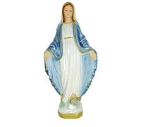 Ferrari & Arrighetti Statua Madonna Miracolosa in gesso madreperlato dipinta a mano - 33 cm