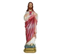 Ferrari & Arrighetti Statua Sacro Cuore di Gesù in gesso madreperlato dipinta a mano - 30 cm