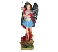 Ferrari & Arrighetti Statua San Michele in gesso dipinta a mano - 30 cm
