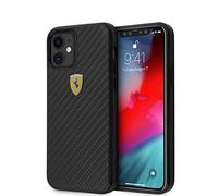 Ferrari CG MOBILE FERCAHCP12SBK - Cover rigida in carbonio per iPhone 12 Mini 5,4", colore: Nero