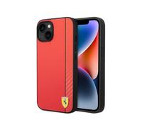 Ferrari, Cover per iPhone 14 Plus Design elegante effetto carbonio, Rosso / Nero