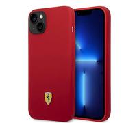Ferrari - Custodia protettiva per iPhone 14 Plus, in silicone liquido, liscia, antigraffio, facile da applicare, assorbe gli urti e logo firma