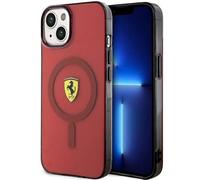 Ferrari FEHMP14SURKR - Custodia rigida per iPhone 14 da 6,1", colore: Rosso traslucido