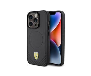 Ferrari FEHMP15LPTEK - Custodia rigida per iPhone 15 Pro 6.1", colore: Nero