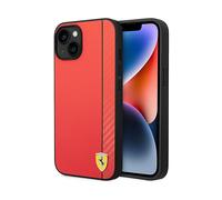 Custodia rigida Ferrari per iPhone 14 Plus, colore rosso carbonio.